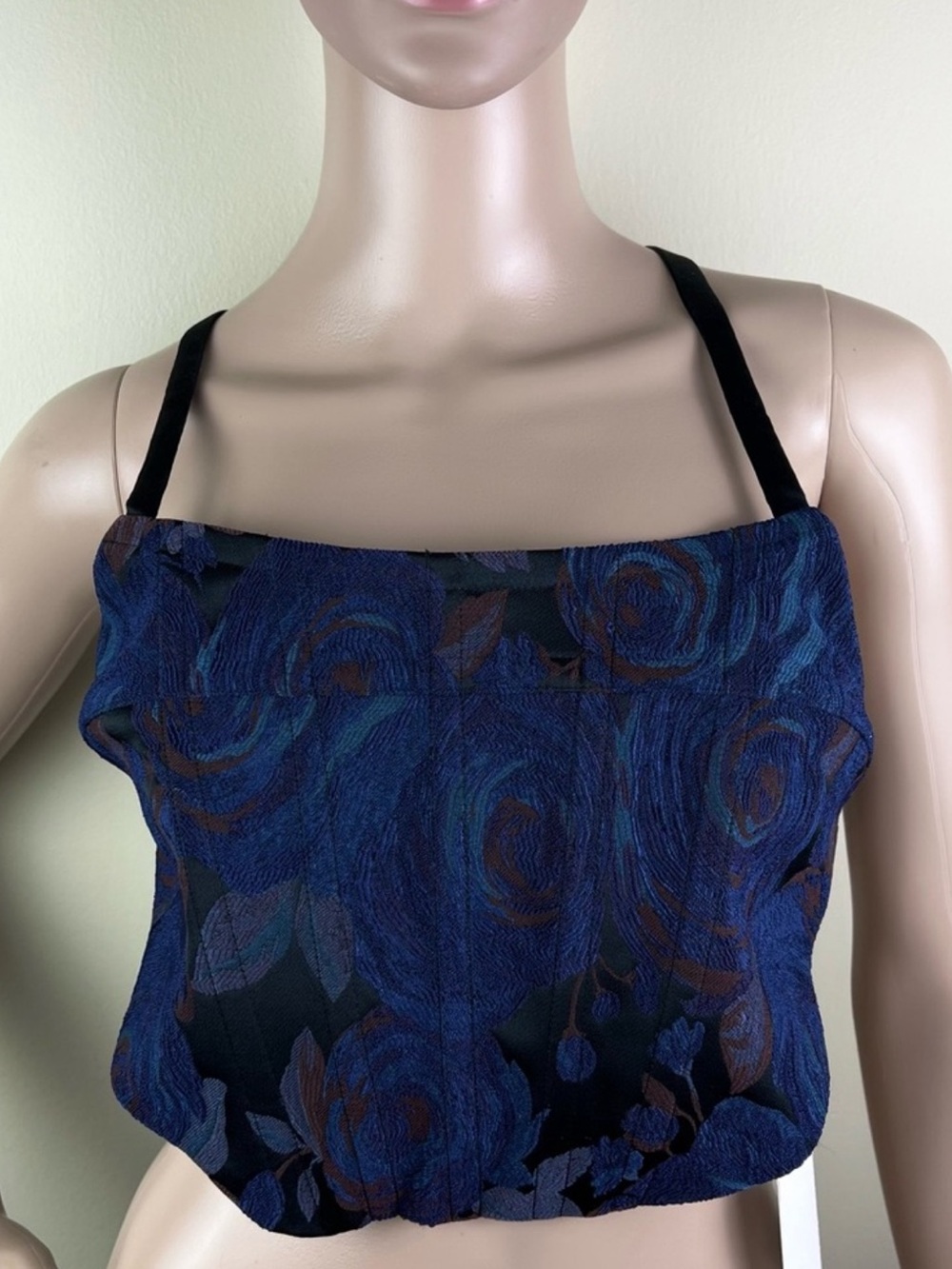 NEW ROSETTA GETTY FLORAL JACQUARD CROP TOP - Picture 2 of 9